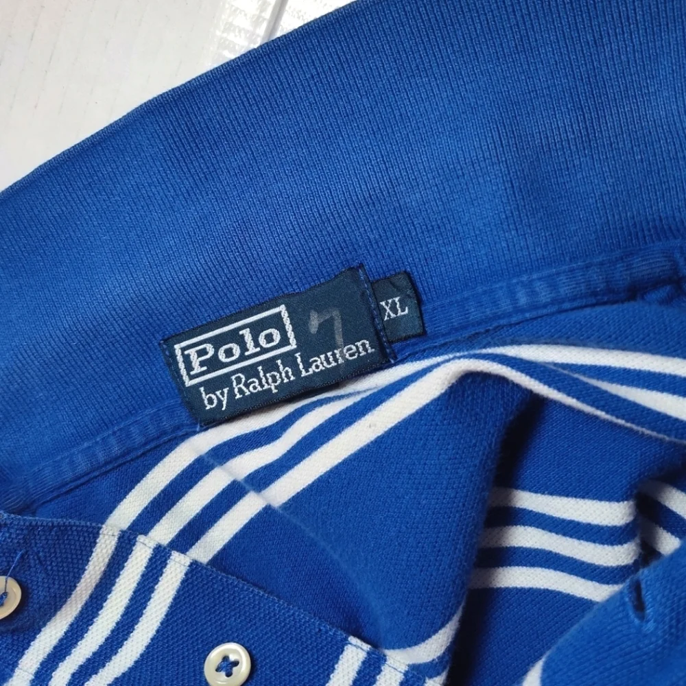 Polo Ralph Lauren Blue Striped Polo Shirt Size (M)